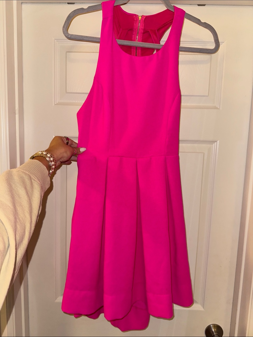 Lulus Hot Pink Open Back Fit-and-Flare Dress